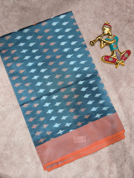 Mercerised warp ikkat saree - NV350