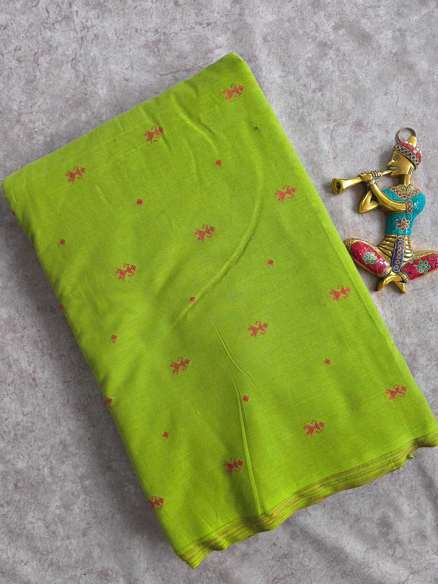 Prewashed Pure handloom cotton running material (0.5 mtrs)  - HRM184