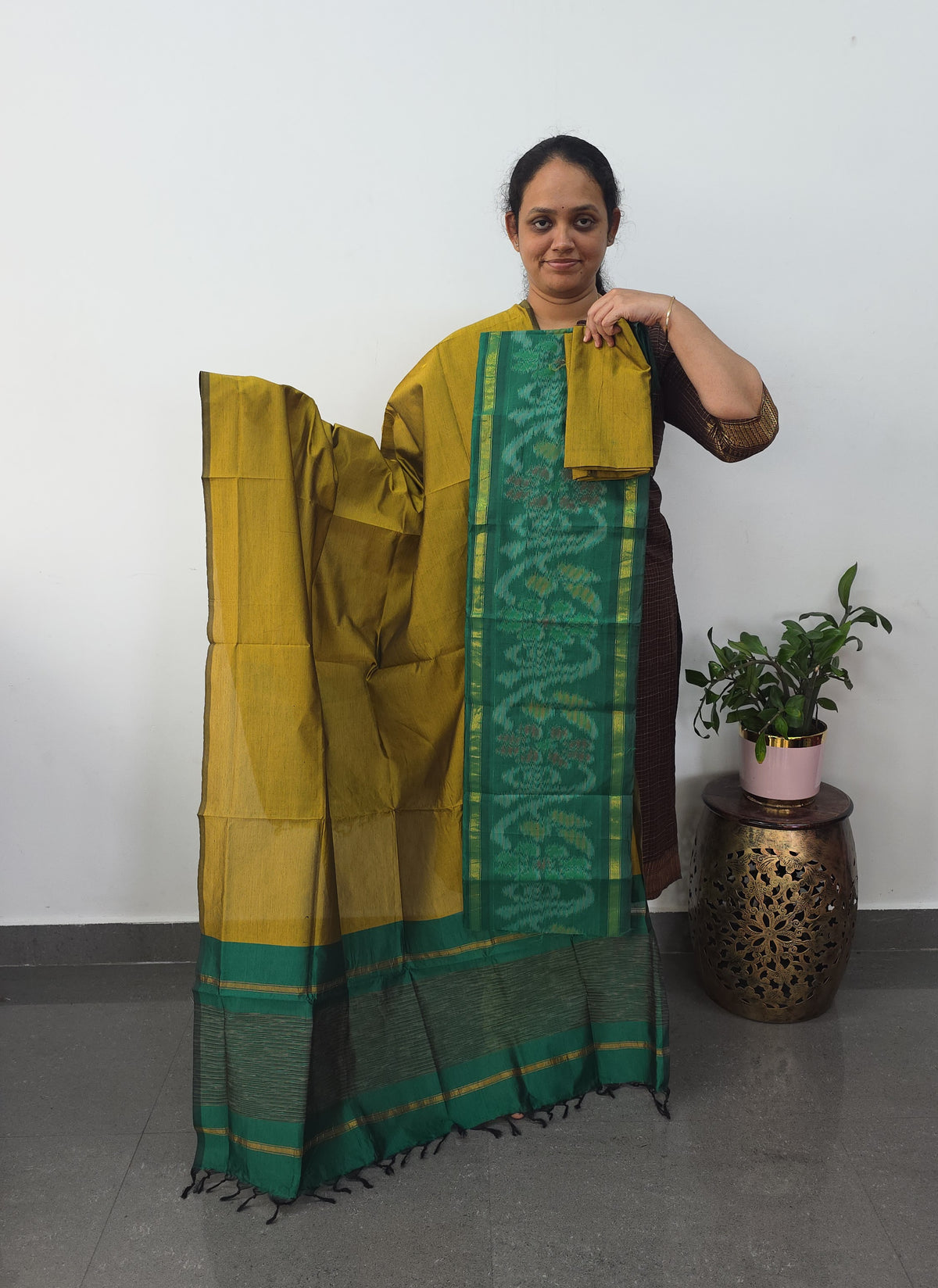 Pochampally sico set with ikkat damn -SZ398
