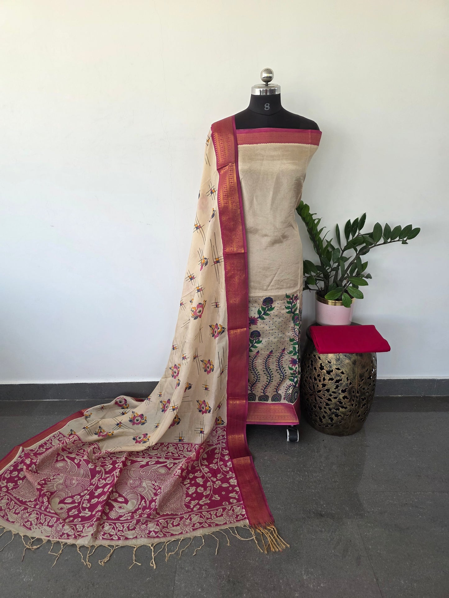 Fusion chennuri kalamkari silk with mangalagiri border salwar - FC26