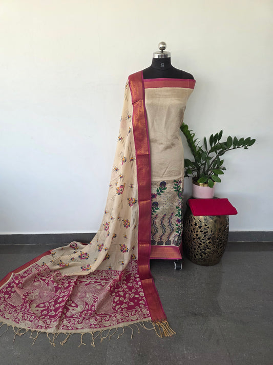 Fusion chennuri kalamkari silk with mangalagiri border salwar - FC26