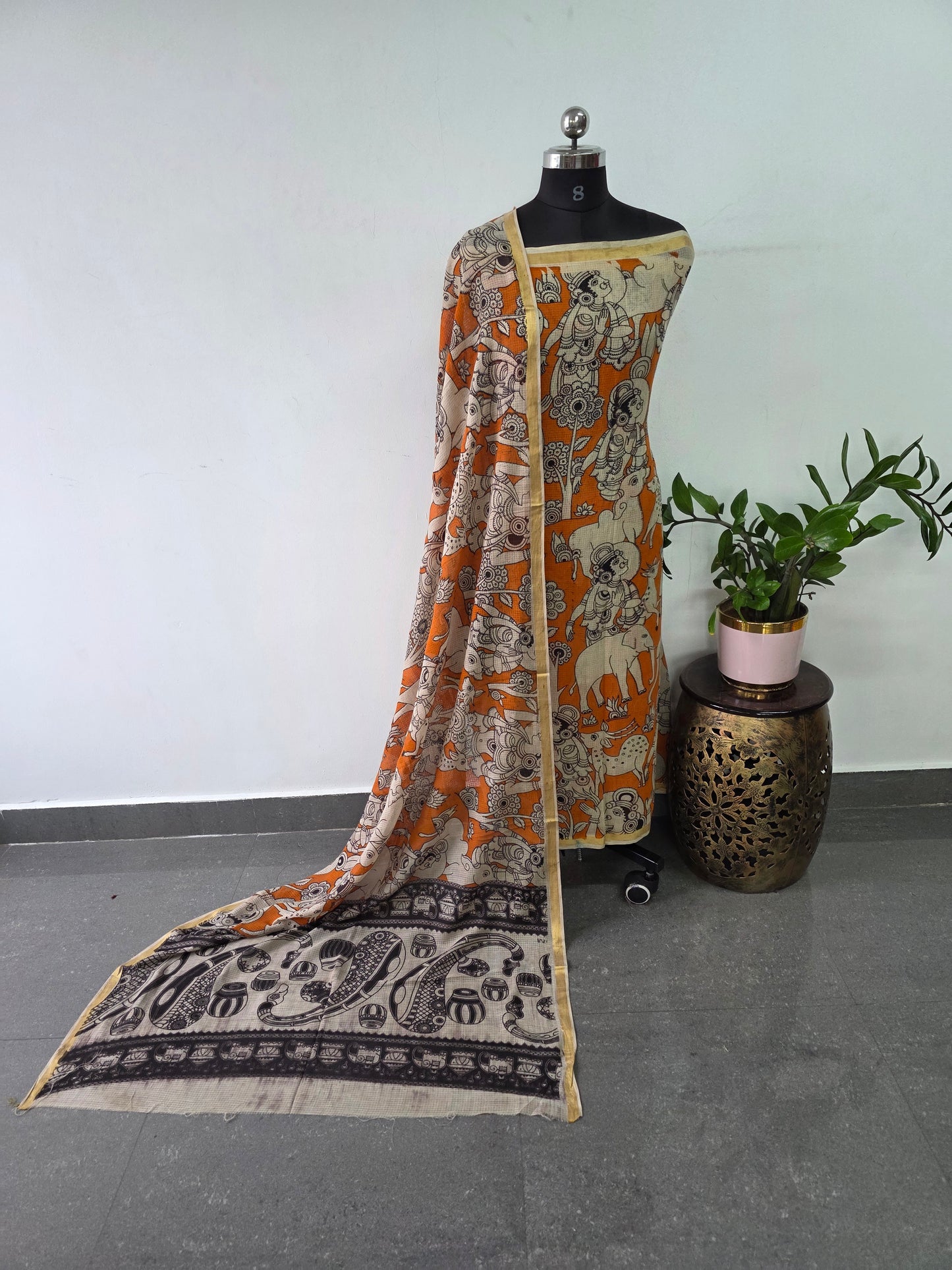 Handcrafted Kota kalamkari set (2 pc set )- AK317