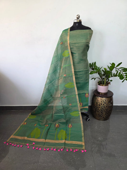 Premium tissue handloom jamdhani set  - JMM280