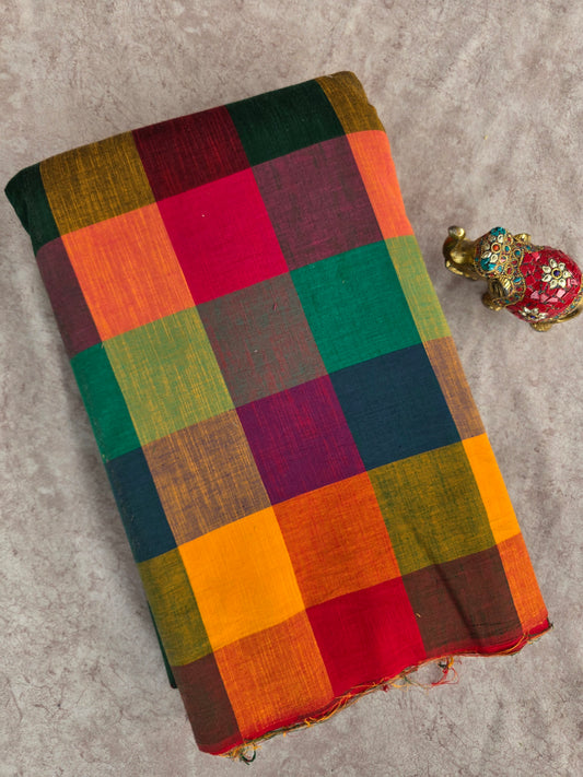 Madras kattam prewashed textured running material (1 mtr) - MD30 (4 inches*4 inches)