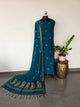 Handloom Mul Moonga cotton jamdhani set (Rama blue) - JMM124