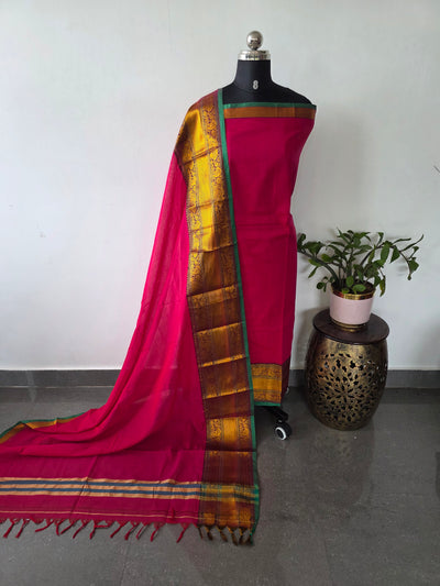 Mercerised narayanapet salwar with peacock border set (4.5 meters)-NA640