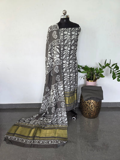 Gadwal batik silk set with lagdi patta - BA505