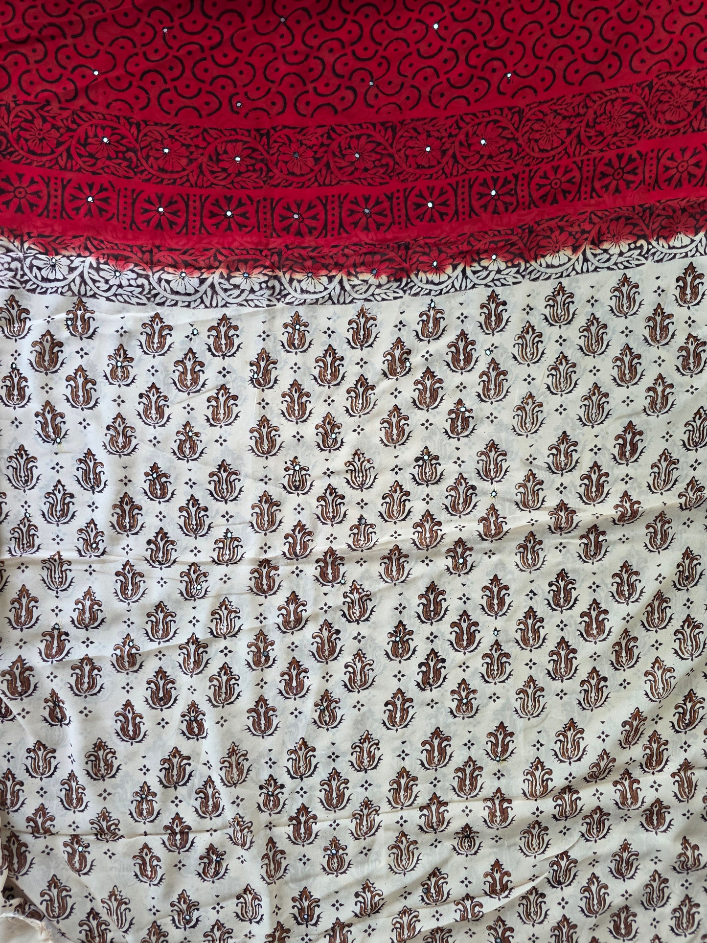 Handblock georgette salwar set with handwork mirror work- GE159