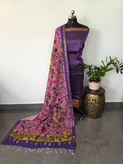 Handloom mangalagiri silk top with pure mangalagiri digital silk shawl - ML22