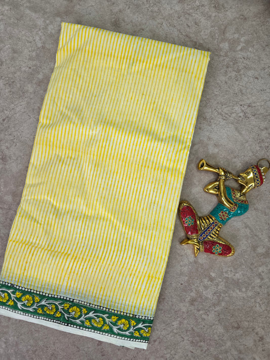 Handblock Jaipuri pure cotton saree - JA513