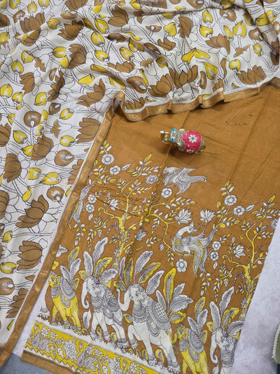 Handcrafted Kota kalamkari set (2 pc set )-AK474