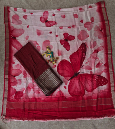 Handloom mangalagiri silk top with pure mangalagiri digital silk shawl - ML35