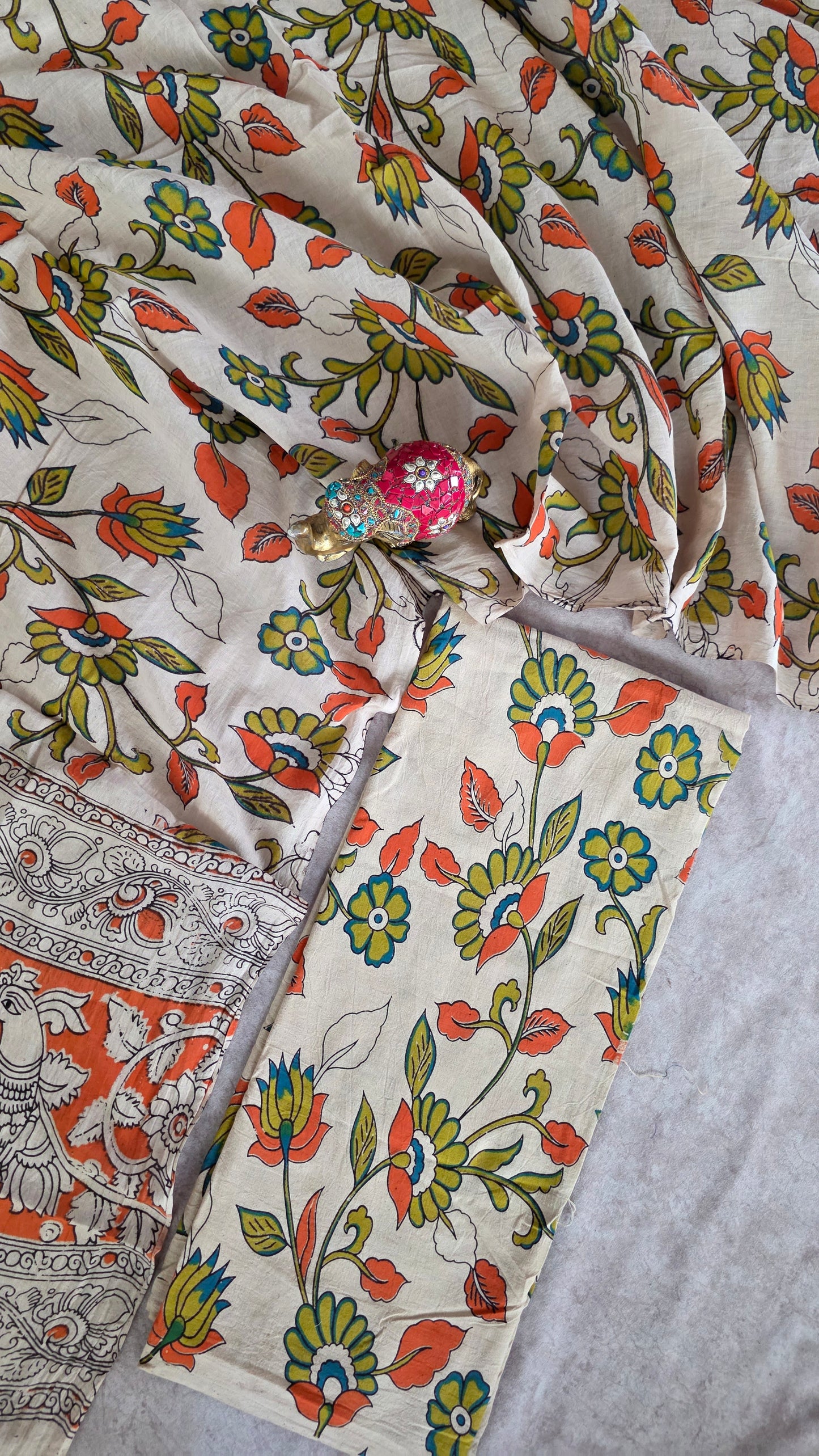 Authentic pure kalamkari cotton set ( 2 pc set )- AK267