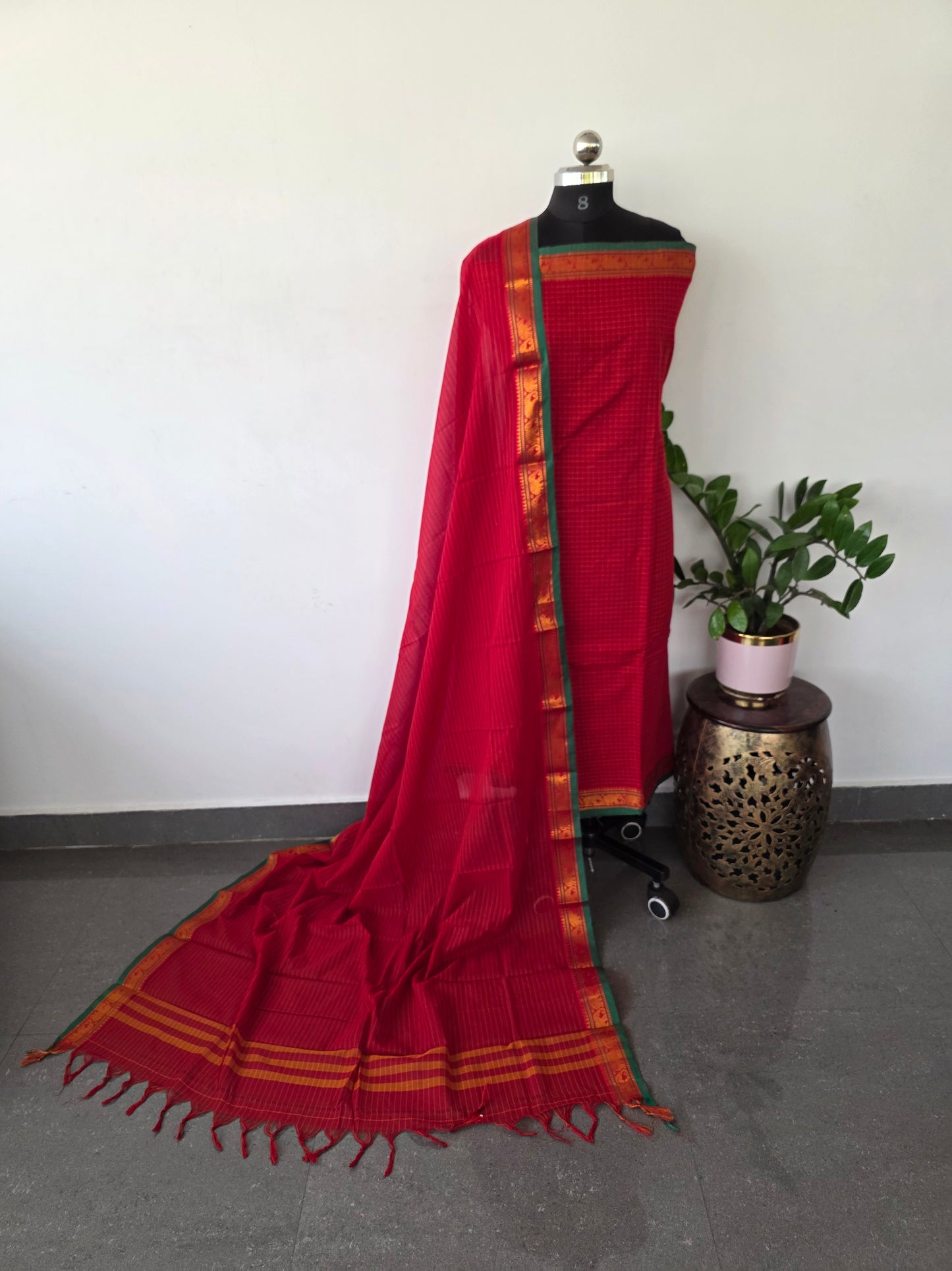 Mercerised checked narayanapet salwar set (4.5 meters)- NA154