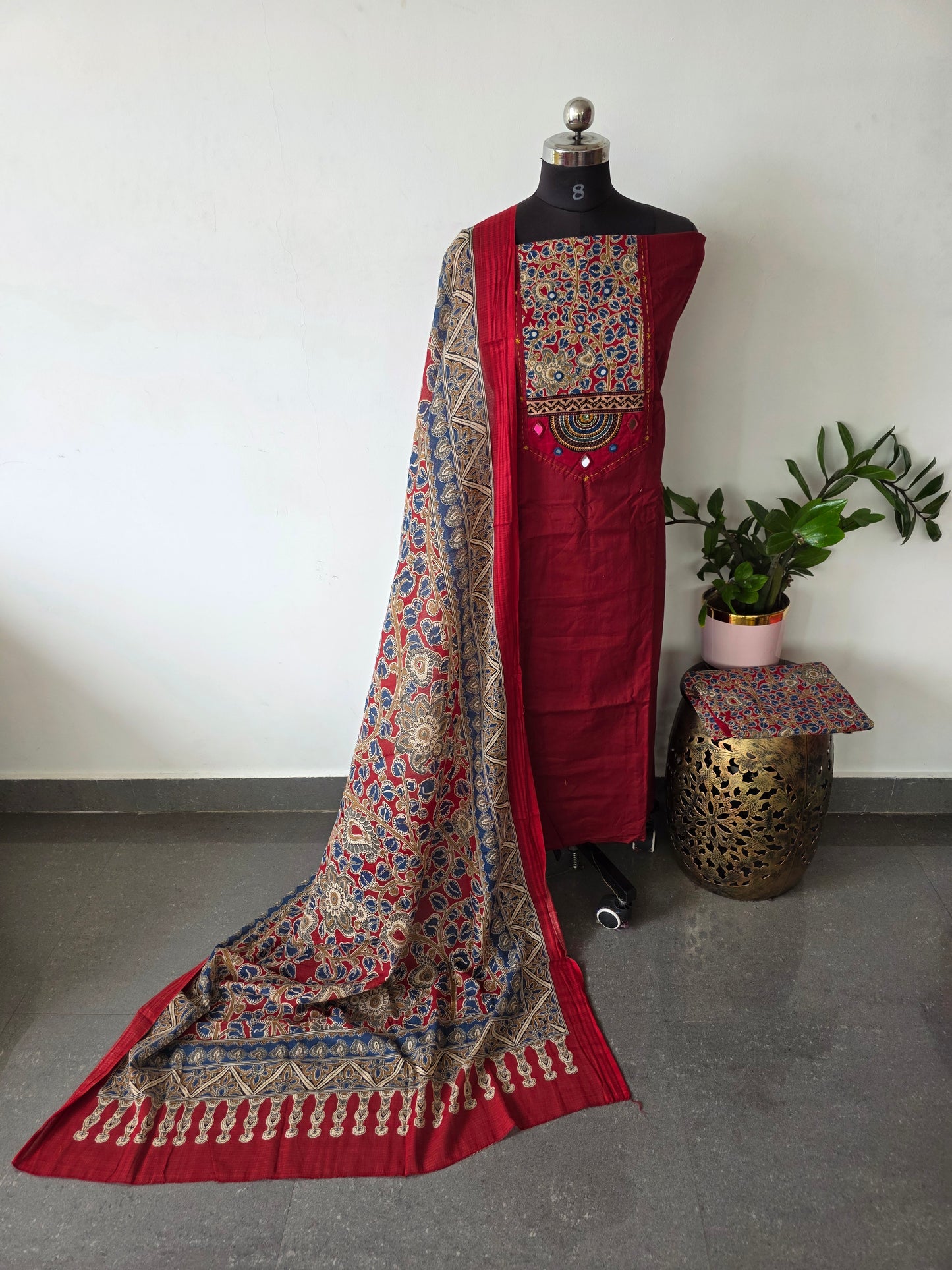 Premium cotton Handwork embroidery with kalamkari salwar - AS40