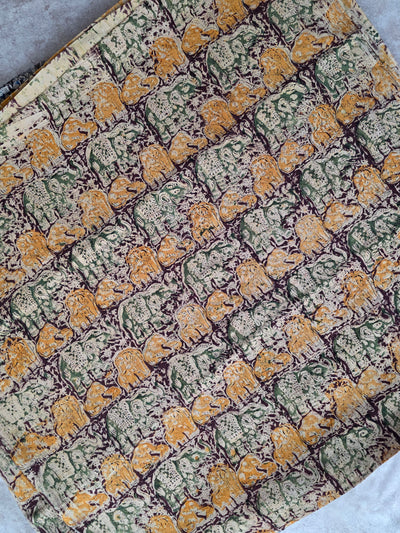 Handblock pure kalamkari cotton running material - DB34