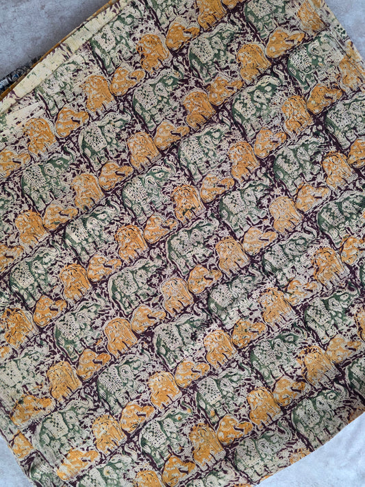 Handblock pure kalamkari cotton running material  ( 0.5 mtrs ) - DB34