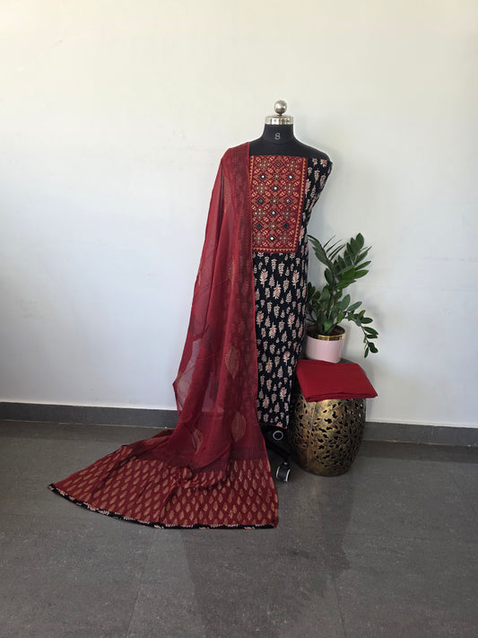 Premium ajrakh cotton set - 2