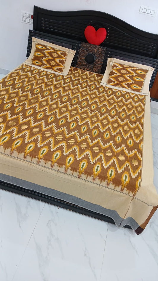 Warp ikkat bed sheets (90*108 2/40s bedsheet with pillow) - NV539