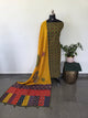 Handcrafted ajrakh cotton set with kantha applique mirror  cotton shawl - BAA103