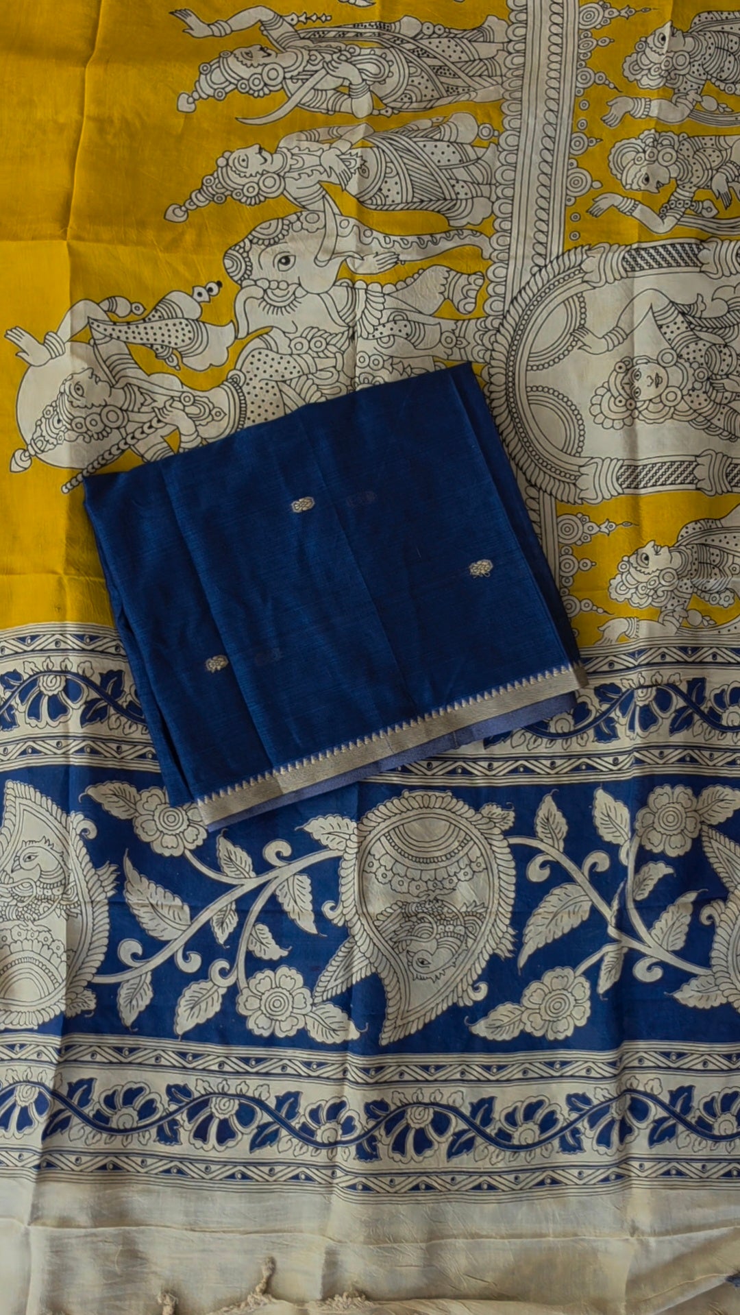 Fusion Narayanapet with handcrafted chennuri silk kalamkari duppatta -NA686
