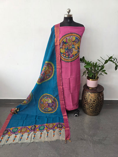 Handcrafted Penkalamkari bangalore silk set - KH190