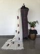 Handcrafted ajrakh cotton set with kantha applique cotton shawl (Black)- BAA126