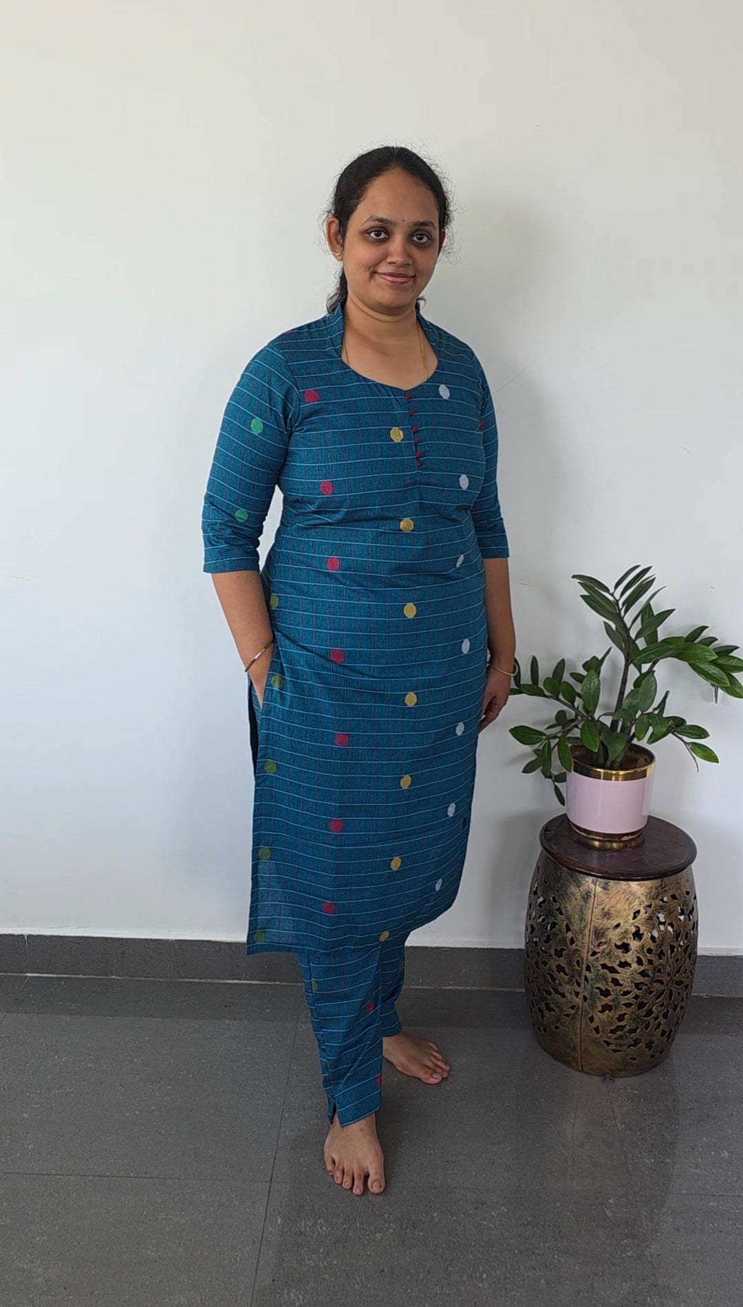 Handloom Cords - Blue checked (5 days dispatch time)