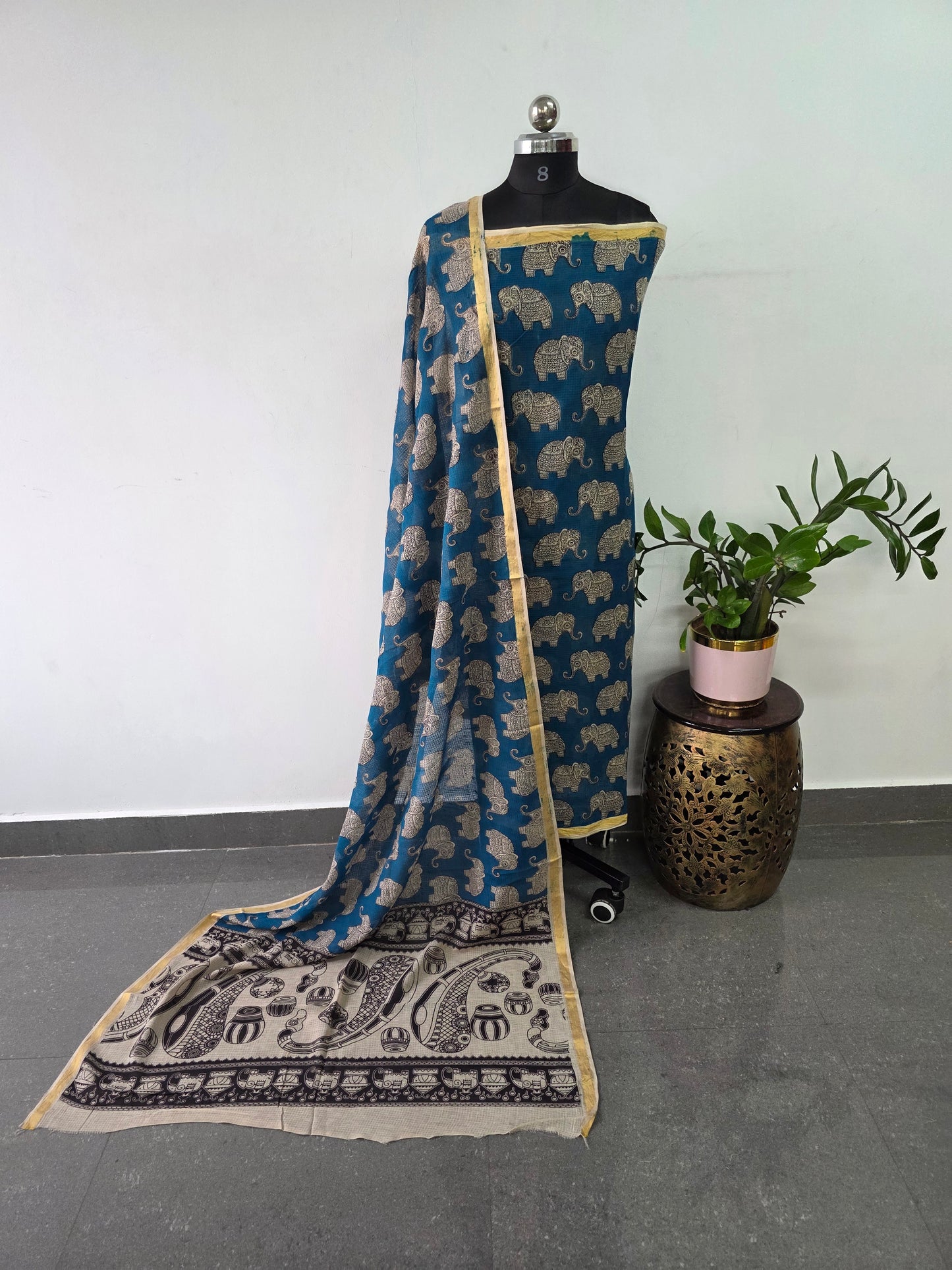 Handcrafted Kota kalamkari set (2 pc set )-AK312
