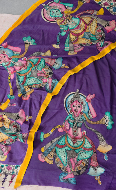 Handcrafted Kalahasthi Penkalamkari bangalore silk set - KH114