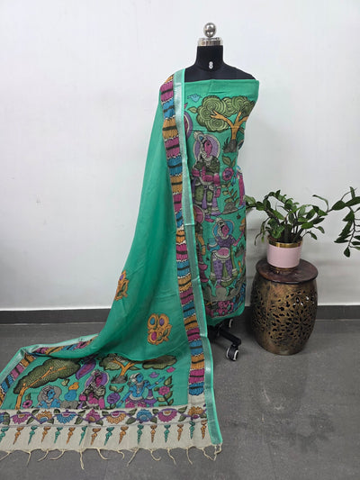 Handcrafted Penkalamkari bangalore silk set - KH207