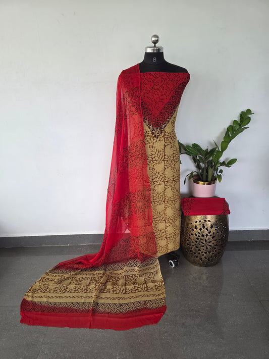 Handblock georgette salwar set - GE94