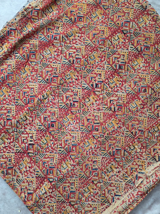 Handblock pure kalamkari cotton running material  ( 0.5 mtrs ) - DB35