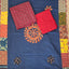 Handcrafted ajrakh cotton top with applique cotton shawl - BAA38