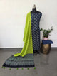 Handcrafted ajrakh cotton set with bandhini duppatta-HZ362