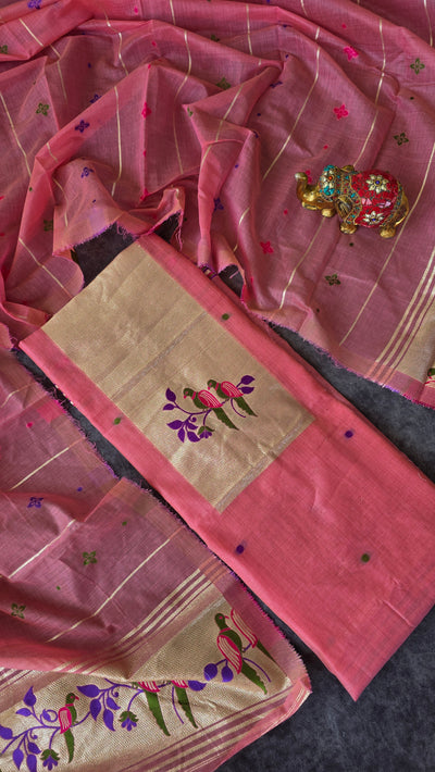 Fancy silk cotton paithani Jamdhani set - HG3