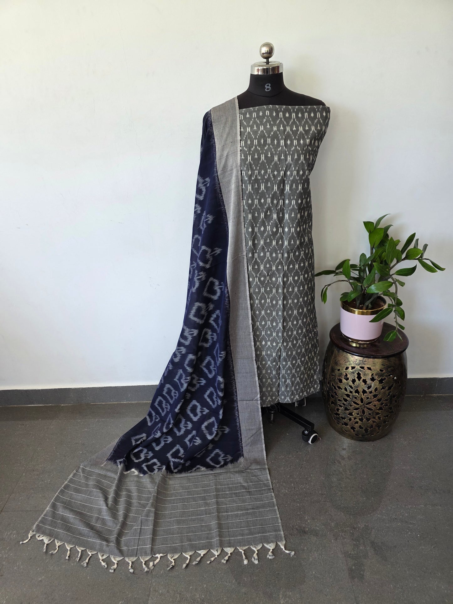 Handloom Mercerised ikkat cotton salwar set - KK114
