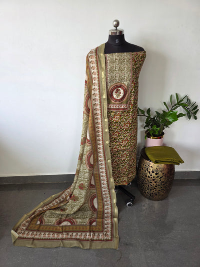 Pure ajrakh cotton with Kalamkari handwork yoke salwar - AS22