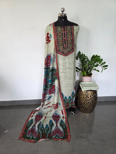 Ikkat inspired Muslin silk set-VM53