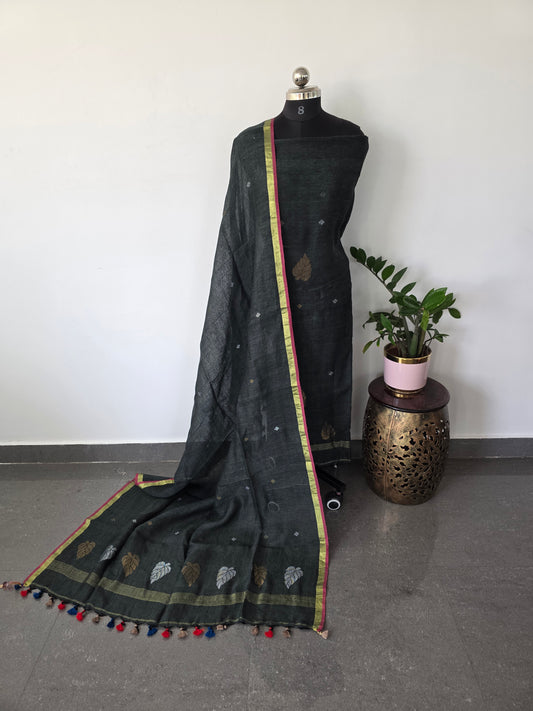 Premium handloom linen  jamdhani set - AA104