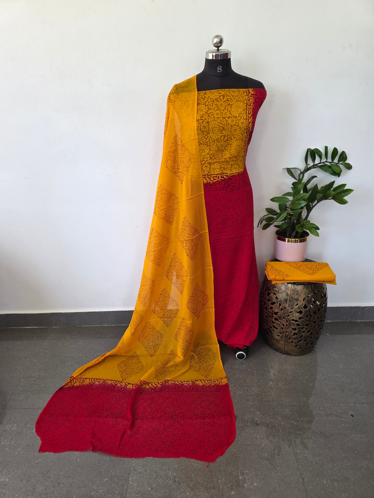 Handblock georgette salwar set - GE169