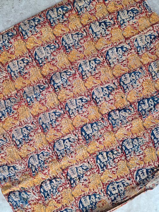 Handblock pure kalamkari cotton running material  ( 0.5 mtrs ) - DB40