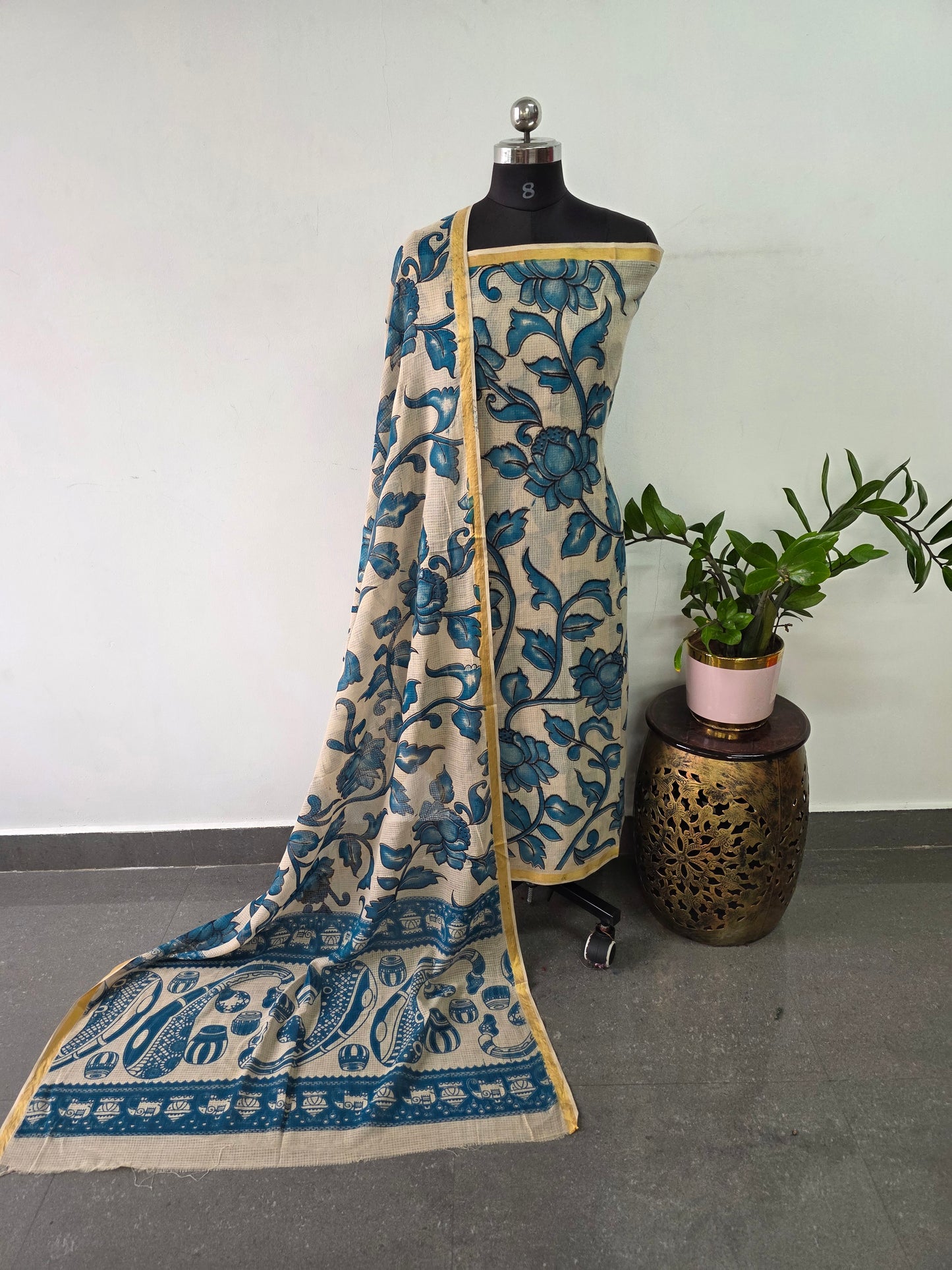 Handcrafted Kota kalamkari set (2 pc set )- AK315