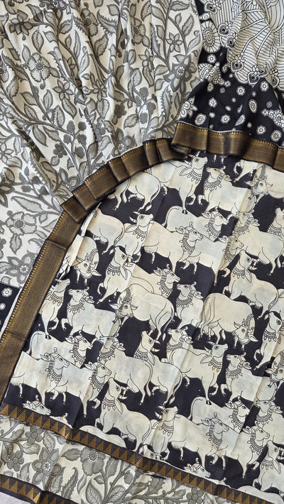 Gap border Mangalagiri kalamkari silk sets (3 mtrs top) - GA21