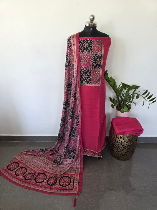 Fancy vichtra ajrakh silk set - CLA122