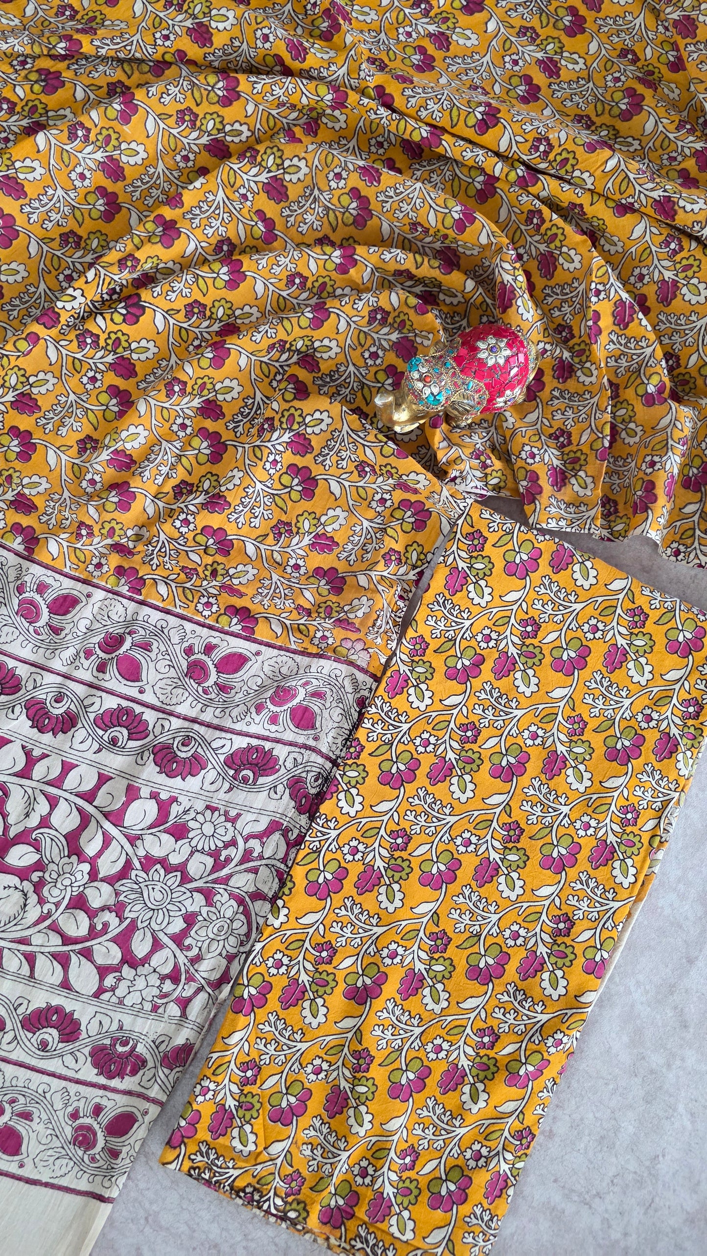 Authentic pure kalamkari cotton set ( 2 pc set )- AK264