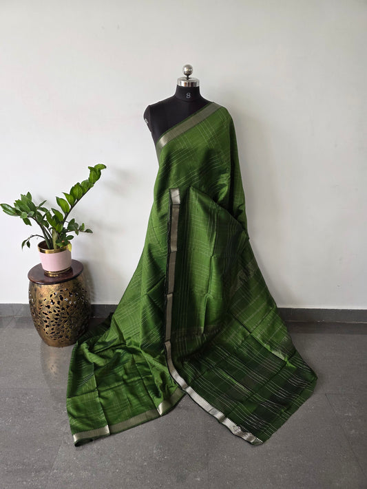 Premium checked semi mangalagiri pattu saree - MAA145