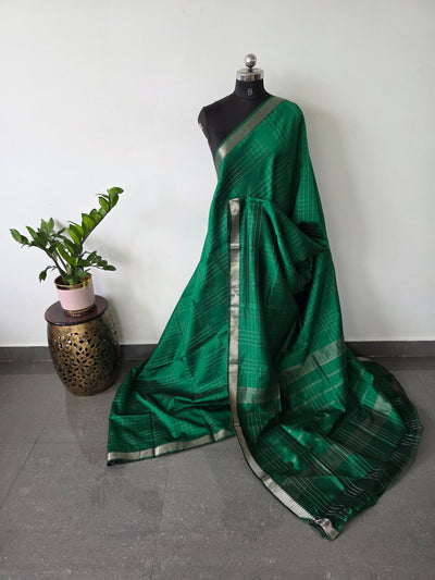 Premium checked semi mangalagiri pattu saree - MAA143