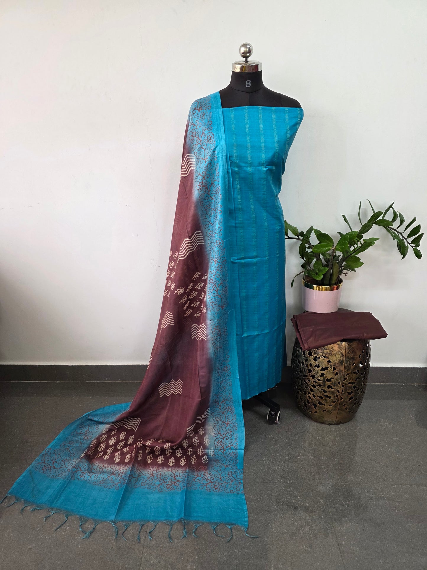 Bhagalpuri katan weaving suit with discharge print duppatta - BA416