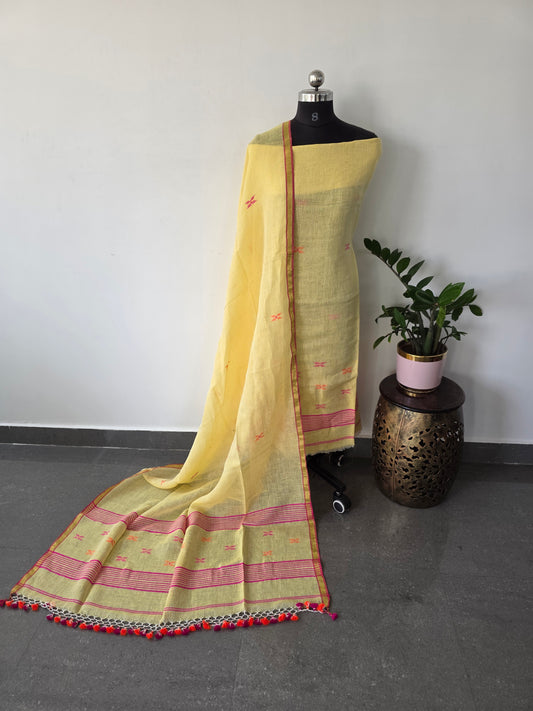 Premium handloom linen jamdhani set - AA89